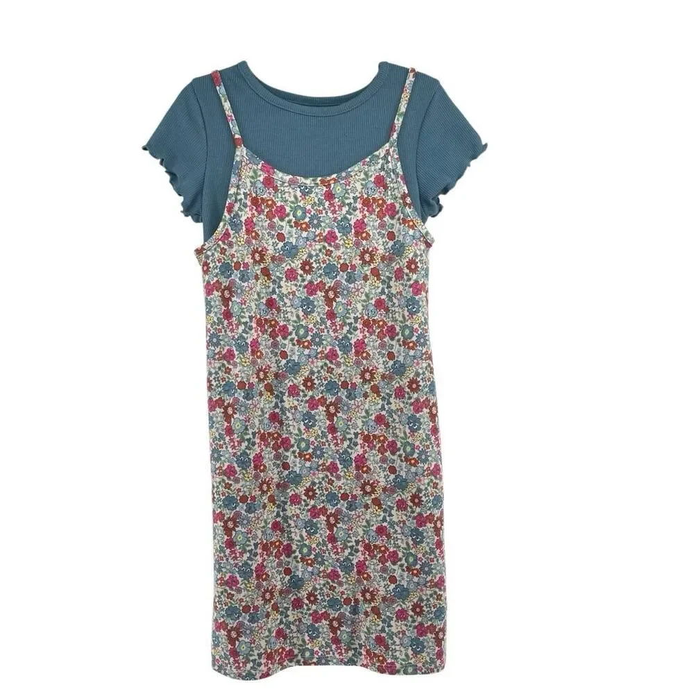 365 Kids by Garanimals Girls Floral Dress Layered Tee Outfit Size 6